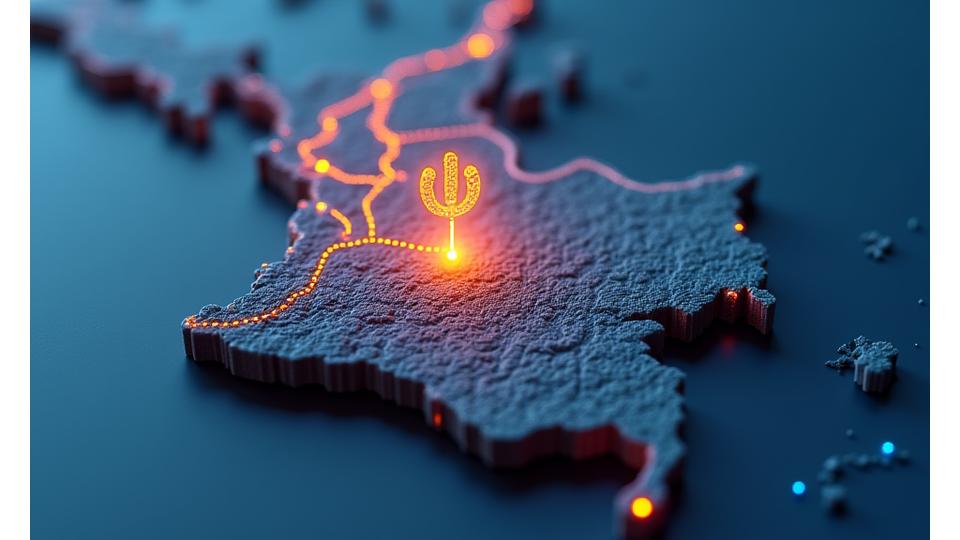 Mapa que muestra la ubicación de Medellín en Colombia y su alcance a través de Latinoamérica