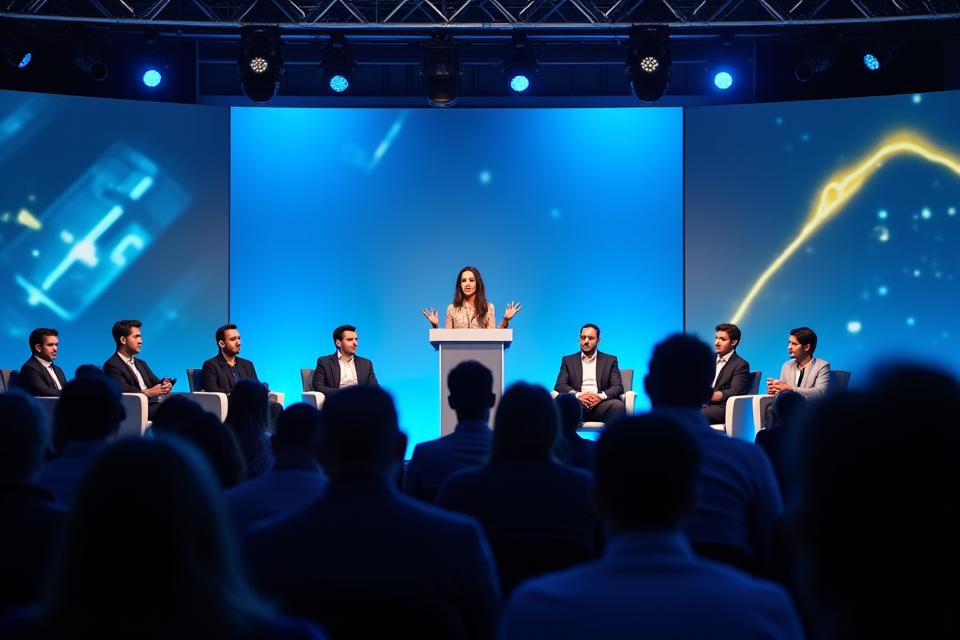 Panel de expertos de esports en una conferencia, liderado por Sofia Vargas de Vireo Drift